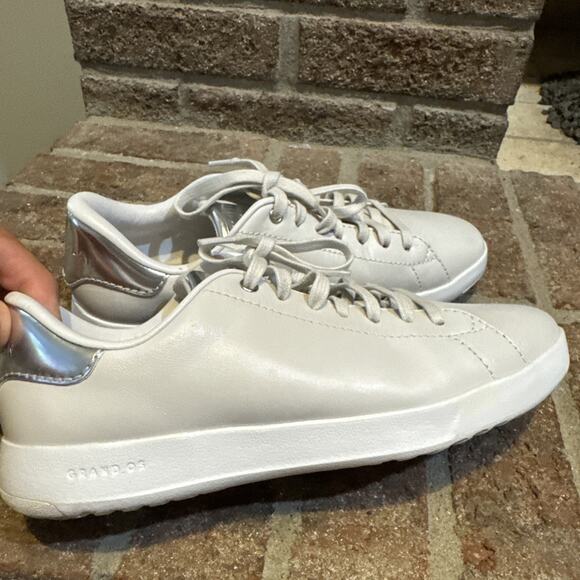 Cole Haan Women's GrandPro Light Gray Silver Leather Sneakers 6.5B - Picture 5 of 16
